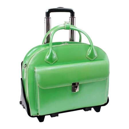 MCKLEINUSA Mcklein USA 94361 Glen Ellyn W Series Leather Detachable-Wheeled Ladies Case with Removable Sleeve - Green 94361